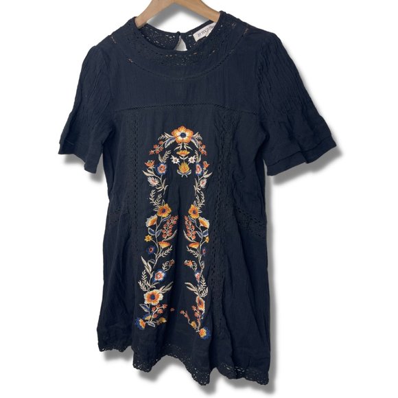 👗 By Together | Black Embroidered Dress | Size M - Picture 2 of 7